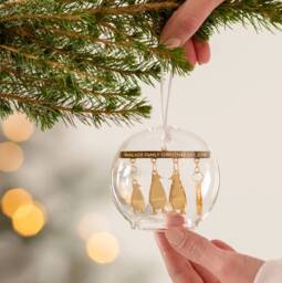 Personalised Penguin Family Glass Dome Bauble