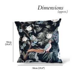 Handmade Printed Velour Velvet Floral Peacock Cushion Covers - Velor Throw Pillows - Choose From 2 Patterns - thumbnail 3