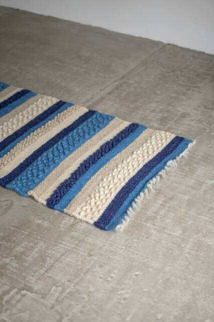 Blue Striped Wool Rug Handwoven Nautical Decor - 39.4'' X 70.1''/100cm 180cm 27.55'' 62.99' 70cm 160cm - image 1