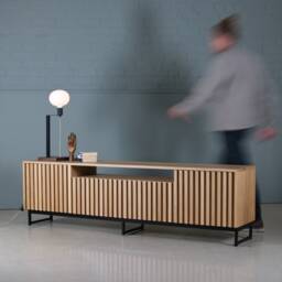 Fluted Oak Media Unit, Mid-Century Modern Tv Stand, Koda - thumbnail 2