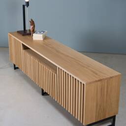 Fluted Oak Media Unit, Mid-Century Modern Tv Stand, Koda - thumbnail 4