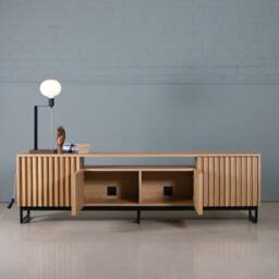 Fluted Oak Media Unit, Mid-Century Modern Tv Stand, Koda - thumbnail 3