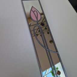 New - Stained Glass Style Pink Tulip Mirror 8x40cm - thumbnail 3