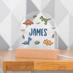 Dinosaur Night Light, Personalised Lamp, Light With Name, Boys Bedroom Nursery Decor - Uv778 - thumbnail 2
