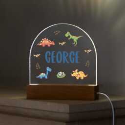 Dinosaur Night Light, Personalised Lamp, Light With Name, Boys Bedroom Nursery Decor - Uv778 - thumbnail 1