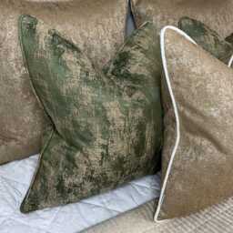 Luxury Green & Gold Self-Piped Cushion Cover - Pillow , Designer Curico Ashley Wilde Home Decor - thumbnail 4
