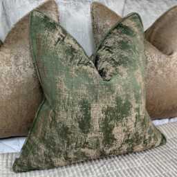 Luxury Green & Gold Self-Piped Cushion Cover - Pillow , Designer Curico Ashley Wilde Home Decor - thumbnail 1