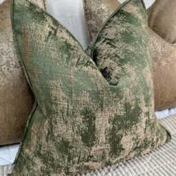 Luxury Green & Gold Self-Piped Cushion Cover - Pillow , Designer Curico Ashley Wilde Home Decor - thumbnail 3