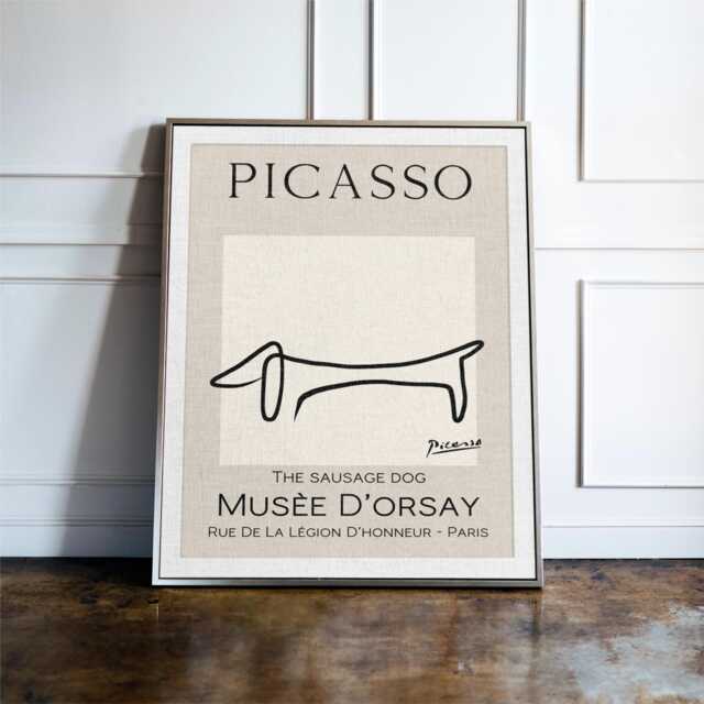 Picasso The Sausage Dog Print, Exhibition Poster, Dachshund Prints, Vintage Home Decor, Framed Prints - image 1