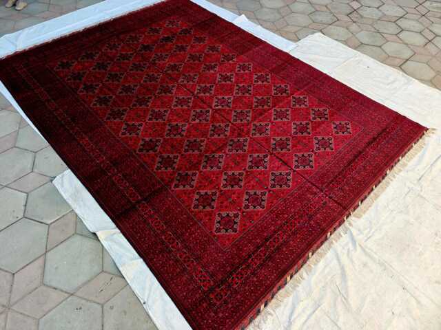 Extra Large Red Bokhara Style Rug 13x18 Ft, Traditional Geometric Oriental Carpet - image 1