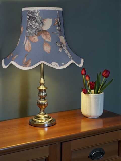 Blue Floral Hydrangea Lampshade With Cream Braid Handmade For Ceiling Lights, Table & Floor Standard Lamp Shades - image 1