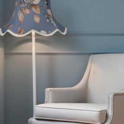 Blue Floral Hydrangea Lampshade With Cream Braid Handmade For Ceiling Lights, Table & Floor Standard Lamp Shades - thumbnail 3