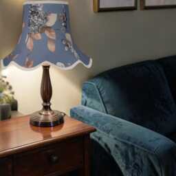 Blue Floral Hydrangea Lampshade With Cream Braid Handmade For Ceiling Lights, Table & Floor Standard Lamp Shades - thumbnail 2