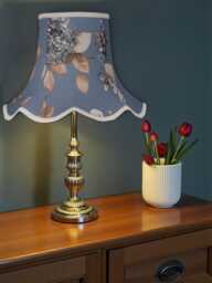Blue Floral Hydrangea Lampshade With Cream Braid Handmade For Ceiling Lights, Table & Floor Standard Lamp Shades - thumbnail 1