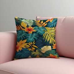 Dark Tropical Leaf Cushion Cover, Botanical Jungle Pillow Bold Modern Home Decor - thumbnail 2