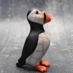standing Puffin in Full Colour - Small Ceramic Raku Fired Sculpture - thumbnail 3