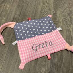 "Personalized Baby Comforter With Name, ""Pink & Grey Stars" - thumbnail 4