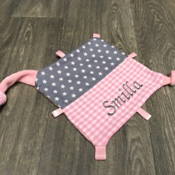"Personalized Baby Comforter With Name, ""Pink & Grey Stars" - thumbnail 2