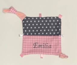 "Personalized Baby Comforter With Name, ""Pink & Grey Stars" - thumbnail 1