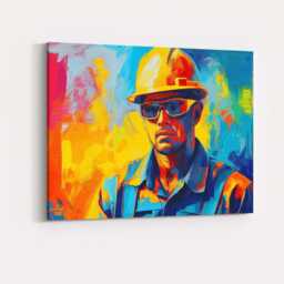 Industrial Worker Safety Helmet Vibrant Pop Art Portrait Canvas Wall Print Decor Picture Ready To Hang - thumbnail 4