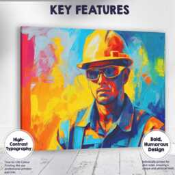 Industrial Worker Safety Helmet Vibrant Pop Art Portrait Canvas Wall Print Decor Picture Ready To Hang - thumbnail 1