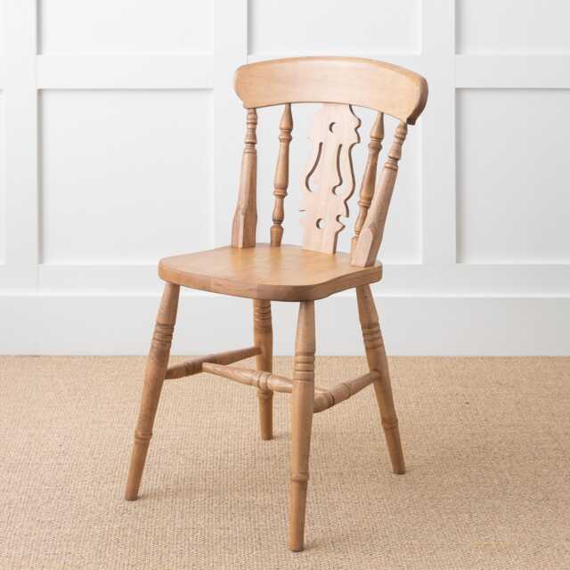 Farmhouse Fiddle Back 100% Solid Wood Kitchen Dining Chair - image 1