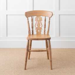 Farmhouse Fiddle Back 100% Solid Wood Kitchen Dining Chair - thumbnail 2