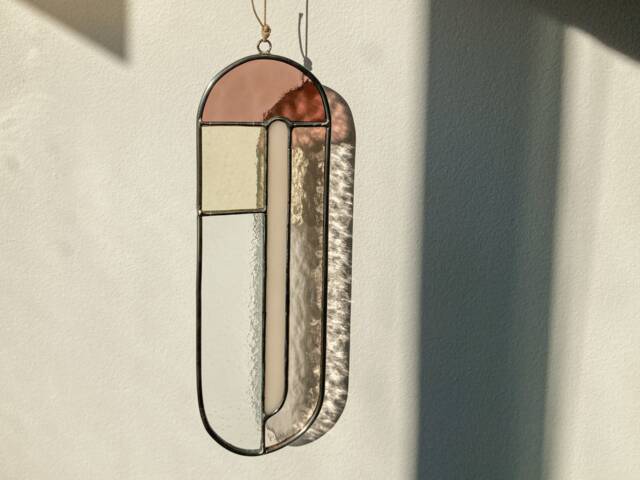 Modern Stained Glass Suncatcher in Subdued Colors, Window Decoration, Wall Hanging - image 1