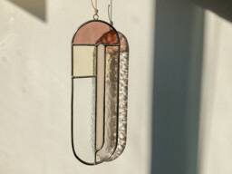 Modern Stained Glass Suncatcher in Subdued Colors, Window Decoration, Wall Hanging - thumbnail 1