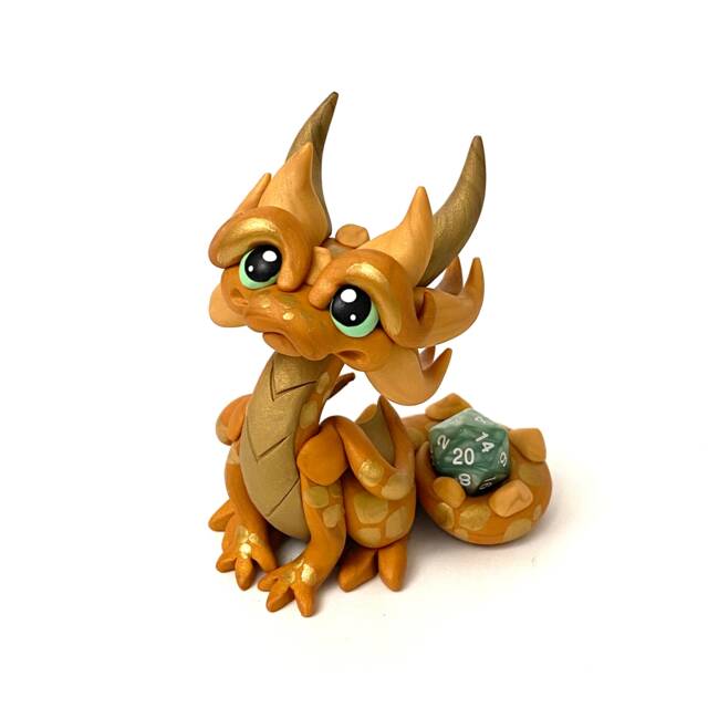 Gildor - Polymer Clay Dragon Dice Holder Shades Of Gold - image 1
