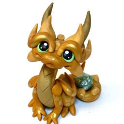Gildor - Polymer Clay Dragon Dice Holder Shades Of Gold - thumbnail 2
