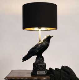 The Raven Lamp - Gothic Homeware, Hand-Painted Black Finish - thumbnail 1