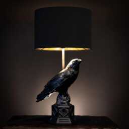 The Raven Lamp - Gothic Homeware, Hand-Painted Black Finish - thumbnail 4