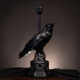 The Raven Lamp - Gothic Homeware, Hand-Painted Black Finish - thumbnail 2