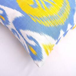 Royal Blue Ikat Pillow Cover, Silk Cotton Blend - 20x20 - thumbnail 3