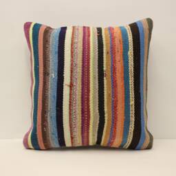 Turkish Kilim Pillow Cover 18x18 in 45x45 cm Throw Case Decorative Mudcloth 4Kbf-715 - thumbnail 1
