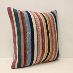 Turkish Kilim Pillow Cover 18x18 in 45x45 cm Throw Case Decorative Mudcloth 4Kbf-715 - thumbnail 2