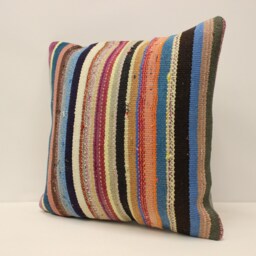 Turkish Kilim Pillow Cover 18x18 in 45x45 cm Throw Case Decorative Mudcloth 4Kbf-715 - thumbnail 3