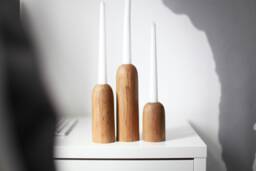 Rustic Wooden Candlestick Set Scandinavian Home Decor, Taper Candle Holder - thumbnail 1