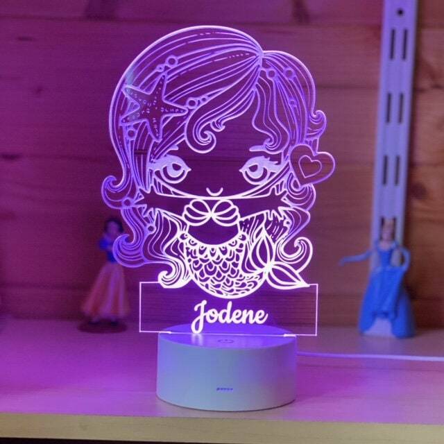 Personalised Mermaid Night Light- Football Lamp - Children's Lights Kids Bedrooms Nursery Decor Boys Room Light - image 1