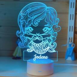 Personalised Mermaid Night Light- Football Lamp - Children's Lights Kids Bedrooms Nursery Decor Boys Room Light - thumbnail 2