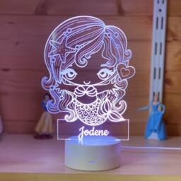 Personalised Mermaid Night Light- Football Lamp - Children's Lights Kids Bedrooms Nursery Decor Boys Room Light - thumbnail 3