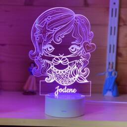 Personalised Mermaid Night Light- Football Lamp - Children's Lights Kids Bedrooms Nursery Decor Boys Room Light - thumbnail 1