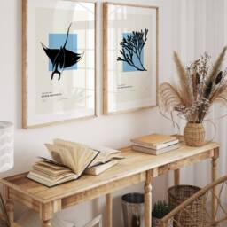 Set Of 2 Beach Prints, Minimalist Gallery Wall Art, Sea Fish Nautical Decor, Blue Aesthetic Collection, Printable Botanical, Algae Poster - thumbnail 2