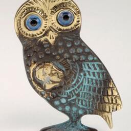 Brass Owl Statue, Athena Figurine, Greek Mythology Decor, Handmade Bronze Sculpture, Symbol Of Wisdom Gift - thumbnail 2