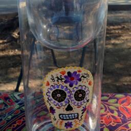 Upcycled Candle Holders With Sugar Skulls - Set Of 3 in Graduated Heights - thumbnail 3