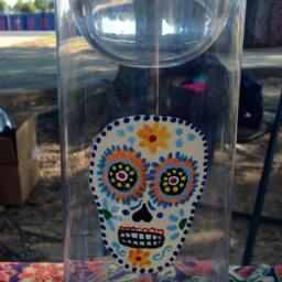 Upcycled Candle Holders With Sugar Skulls - Set Of 3 in Graduated Heights - thumbnail 2