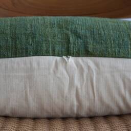 Handwoven Hemp Lumbar Pillow Cover Dark Green Fringes, Karen Tribal Design - thumbnail 3