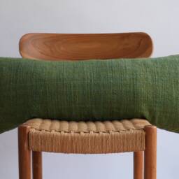 Handwoven Hemp Lumbar Pillow Cover Dark Green Fringes, Karen Tribal Design - thumbnail 2