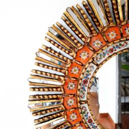 Peruvian Mirrors - Lime Orange 60cm Wall Mirror Home Decor Decorative Handicrafts - thumbnail 3